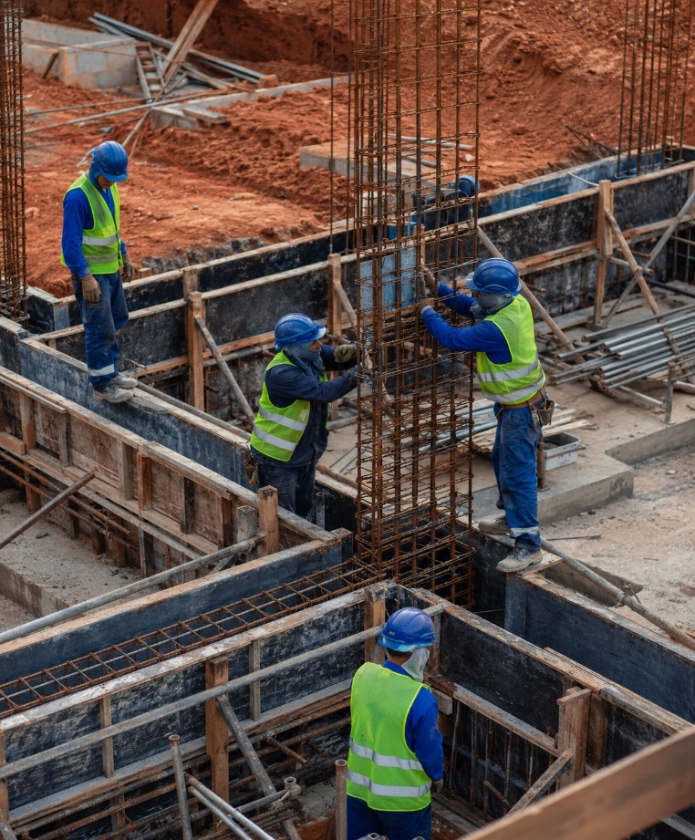Obra de fundação em concreto para soluções de engenharia do Grupo SAENG