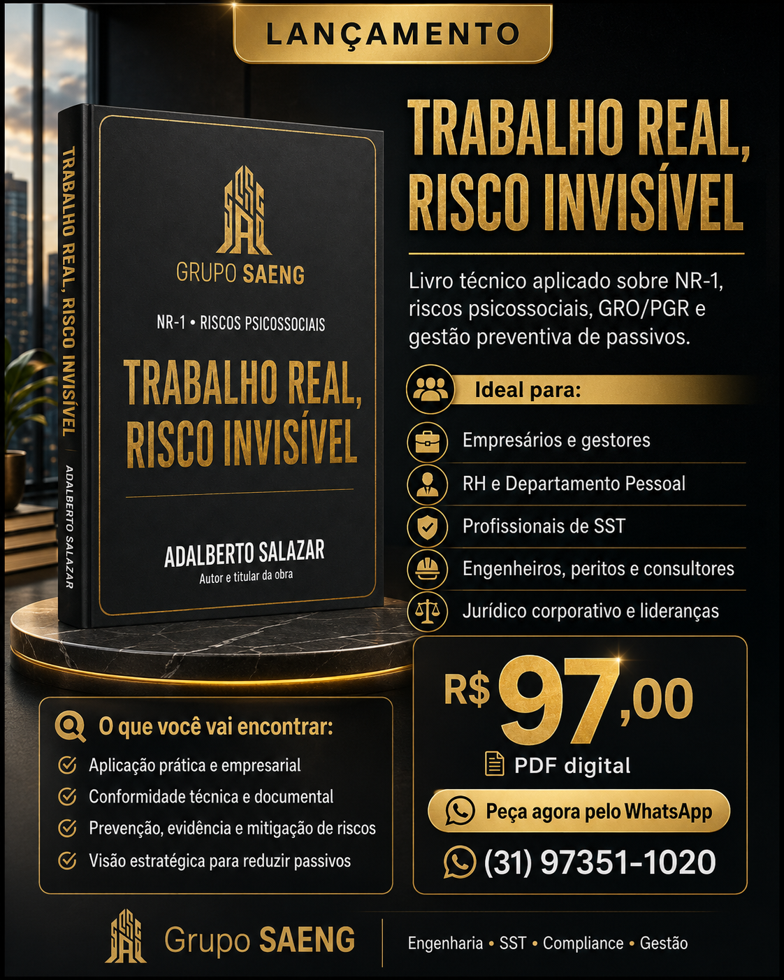 Campanha do livro Trabalho Real, Risco Invisível em PDF digital de Adalberto Salazar